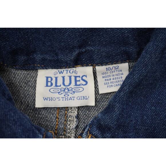 Vintage Y2K WTG Blues Denim Vest Girls Size 10/12 Zip Up Sleeveless Jean Top - Picture 3 of 5